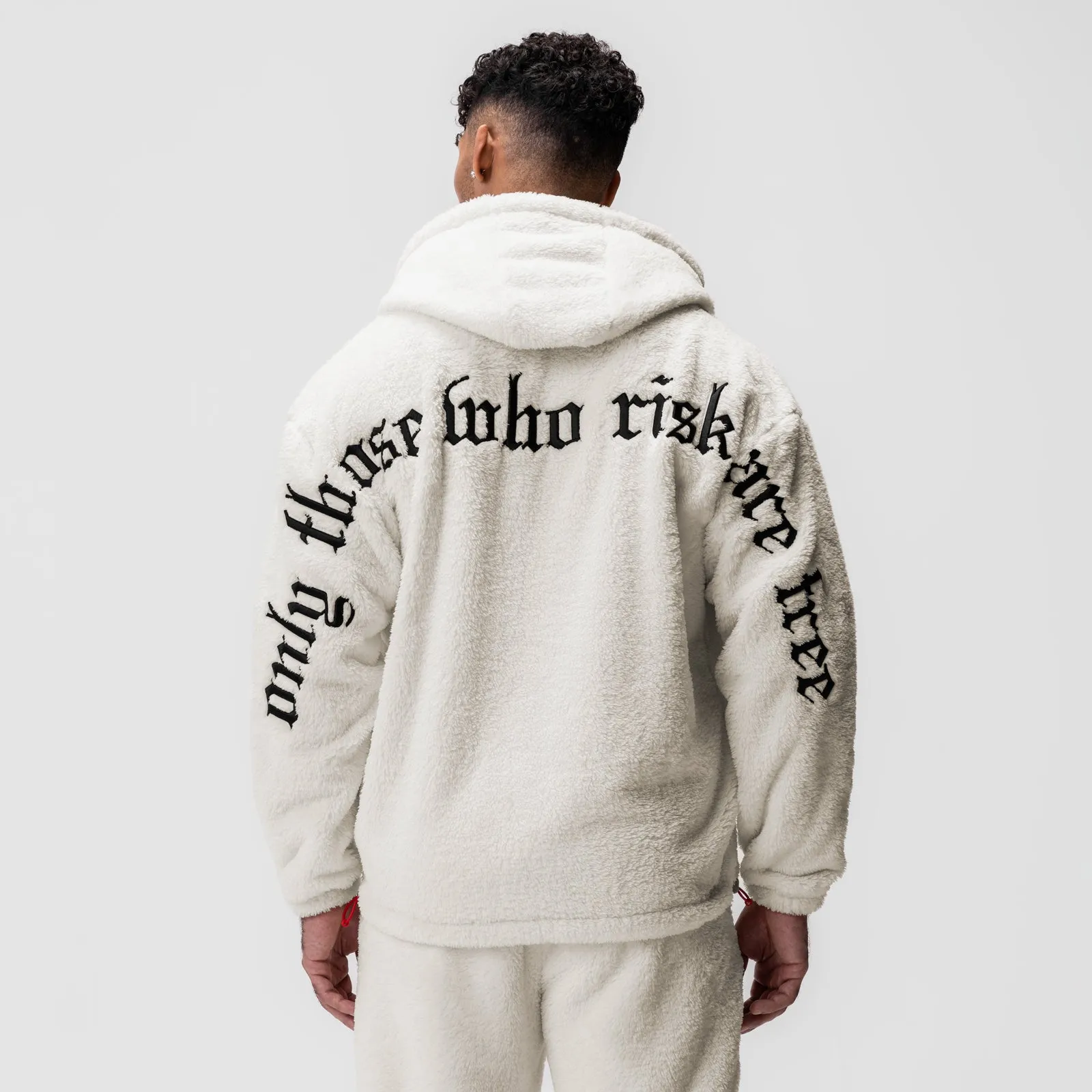 0887. Sherpa Recovery Full Zip Hoodie - Ivory Cream/Black