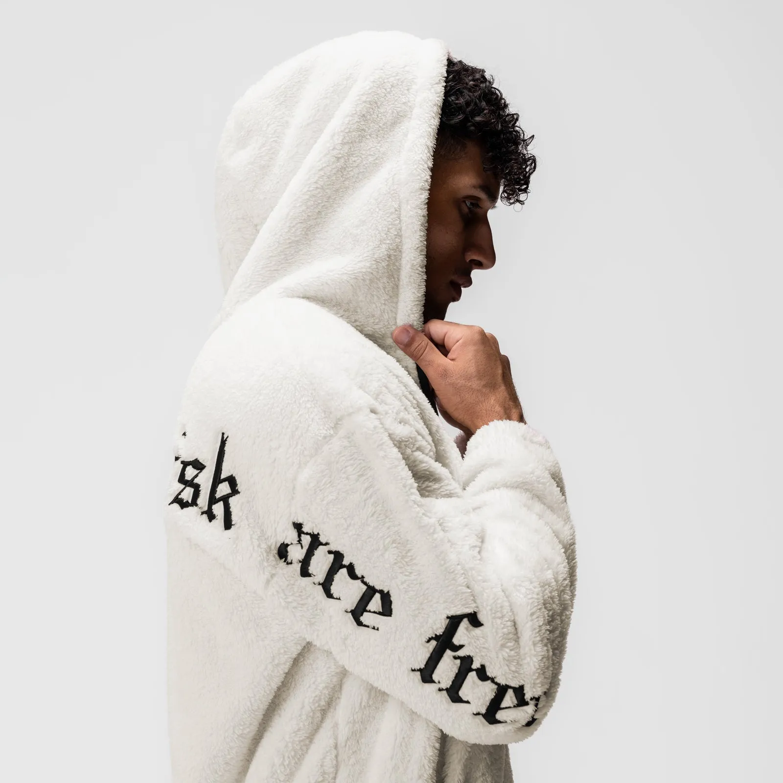 0887. Sherpa Recovery Full Zip Hoodie - Ivory Cream/Black