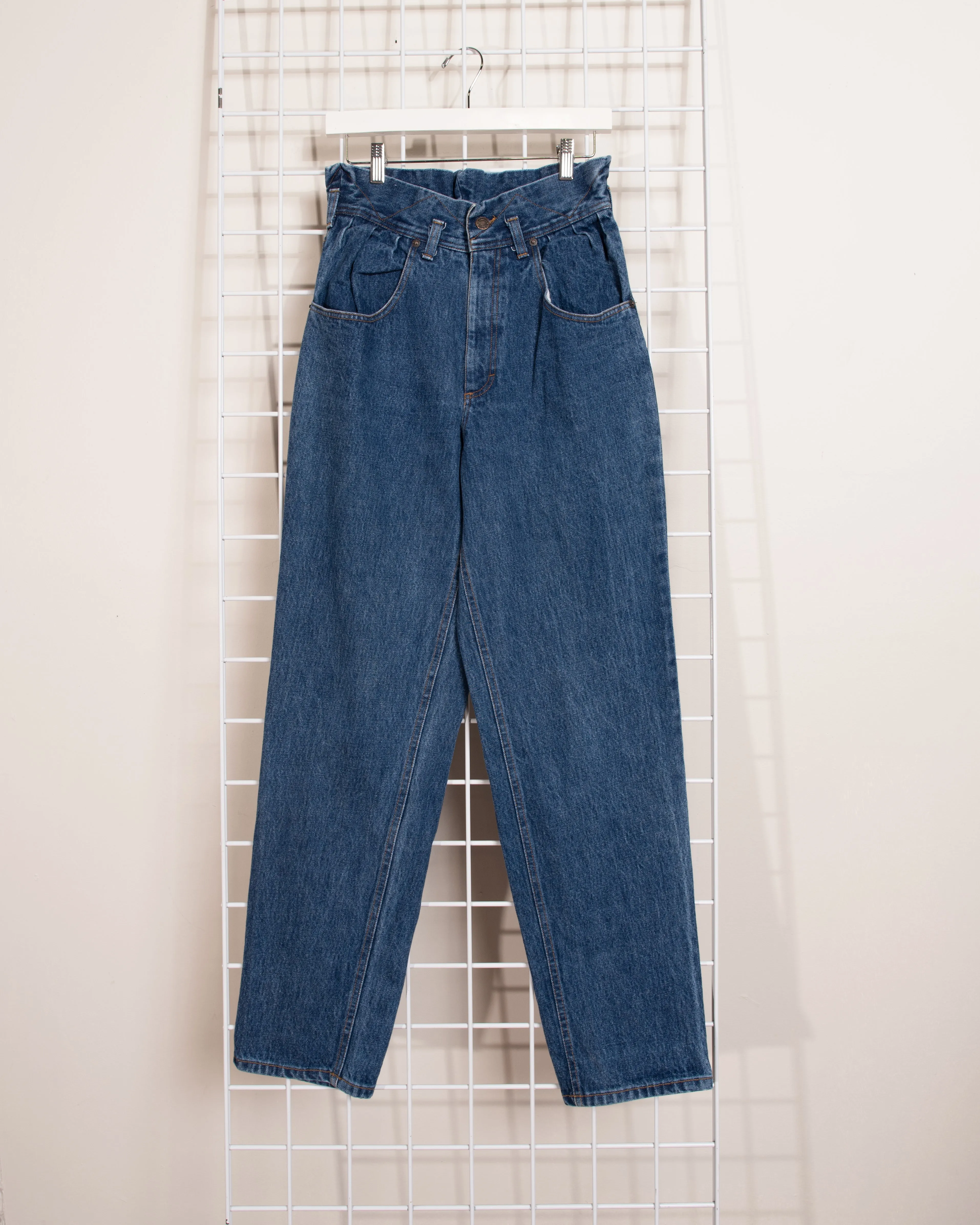 1980s ESPRIT Unique Waistband Paperbag Jeans