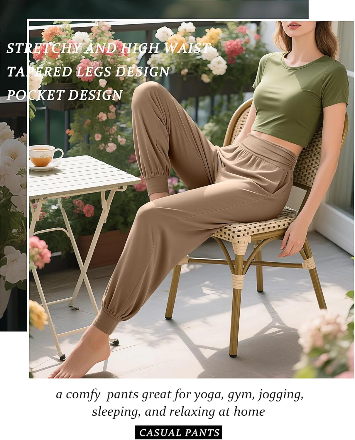 2 Pack Women's Yoga Joggers, Cozy Sweatpants with Pockets Casual Loose Comfy High Waisted Lounge Pants