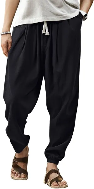 2025 Men's Casual Pants Cotton Loose Drawstring Leg Summer Pants