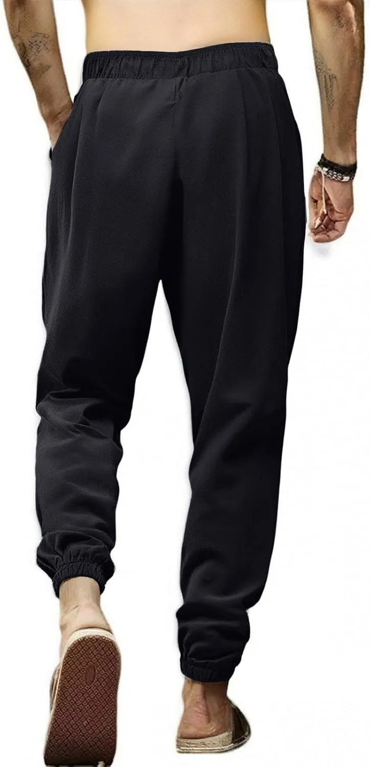 2025 Men's Casual Pants Cotton Loose Drawstring Leg Summer Pants