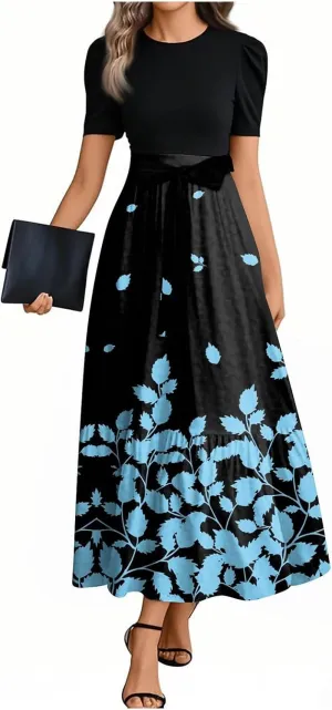 2025 Spring Dresses for Women, Beach Elegant Maxi Womens Jumpsuit Flower Print Bow High Waisted Womens Romper