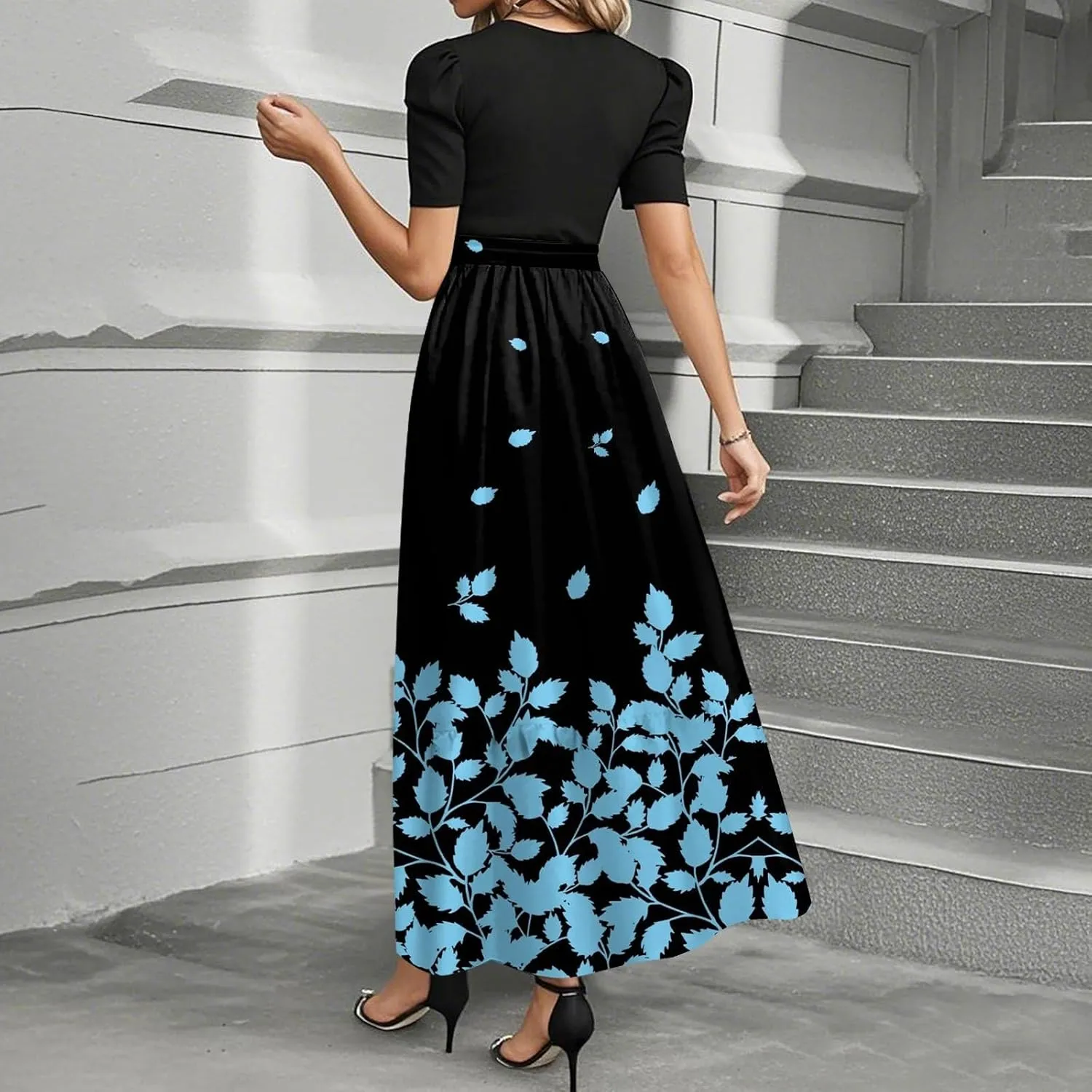 2025 Spring Dresses for Women, Beach Elegant Maxi Womens Jumpsuit Flower Print Bow High Waisted Womens Romper