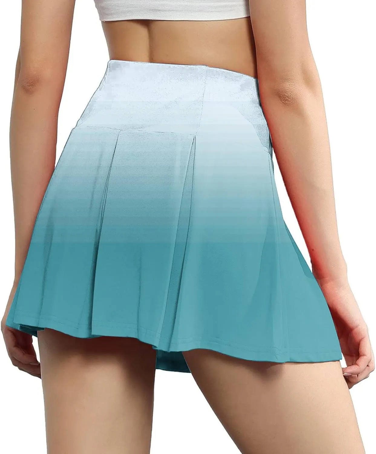 2025 Women Gradient Colour Skirt Shorts Ladies Pleated Tennis Skirts Short Regular Fit Fake Two Piece Half Trouser