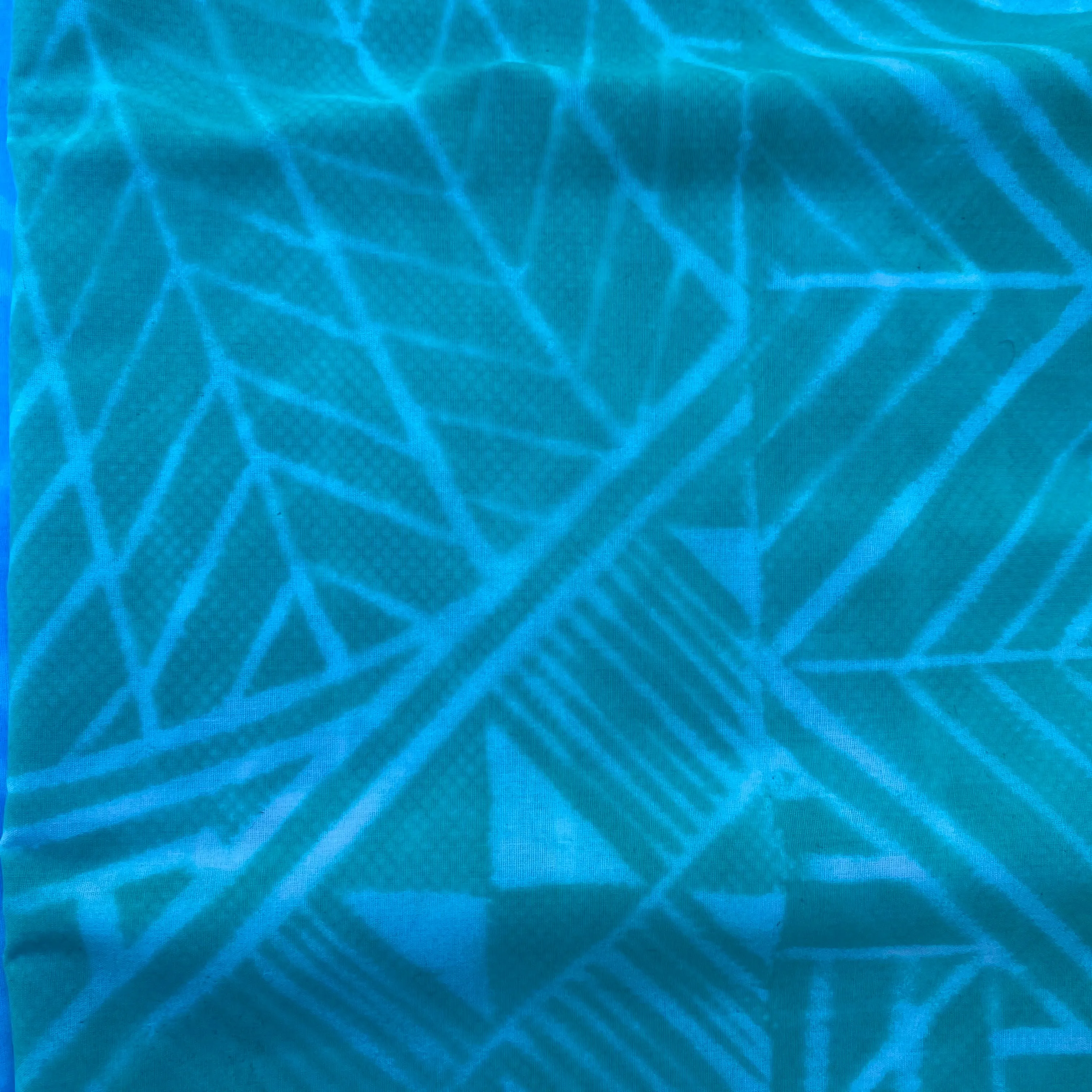 2m Pastel Tidal Block Print Table Cloth or Ie Lavalava Women's Pareo Cotton Poplin Sarong Beach Cover Up Size L