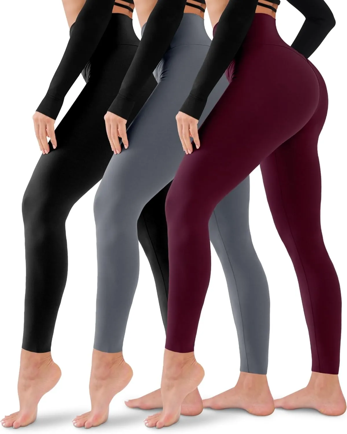 3 Pack Leggings for Women-No See-Through High Waisted Tummy Control Yoga Pants Workout Running Legging