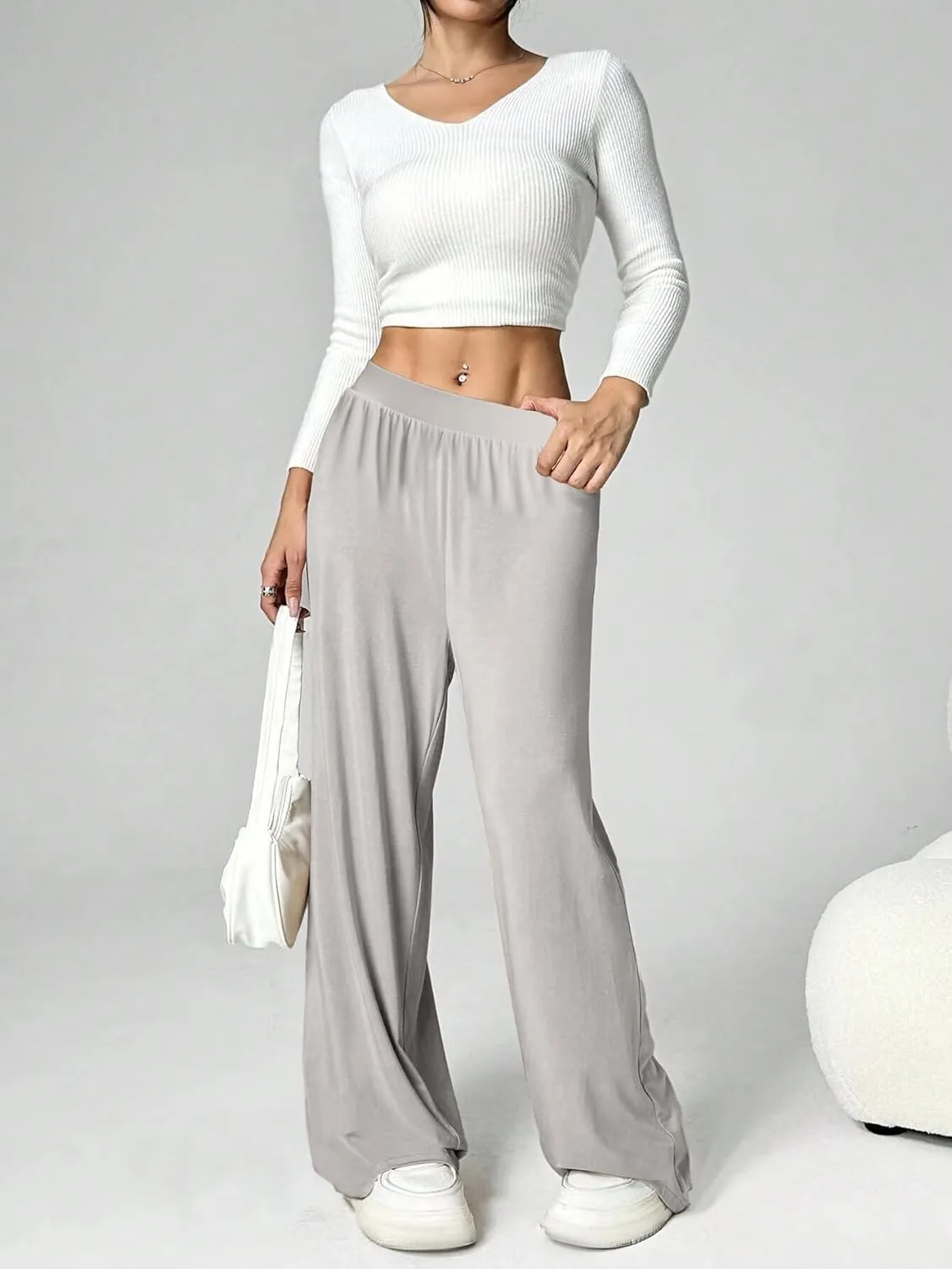 3 Pack Women's Lounge Cozy Wide Leg with Pockets Loose Flowy Yoga Sweatpants Workout Comfy Jogger Pants