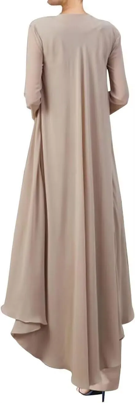 3 Pieces Mother of The Bride Dressy Long Sleeve Pant Suits with Jacket for Wedding Guest Dress