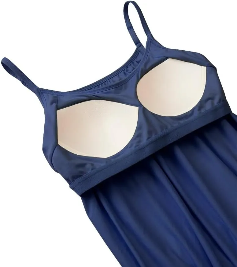 32 Degrees Womens Cool Flowy Bra Dress | with Built-in Cups | Relaxed Fit | Adjustable Spaghetti Strap