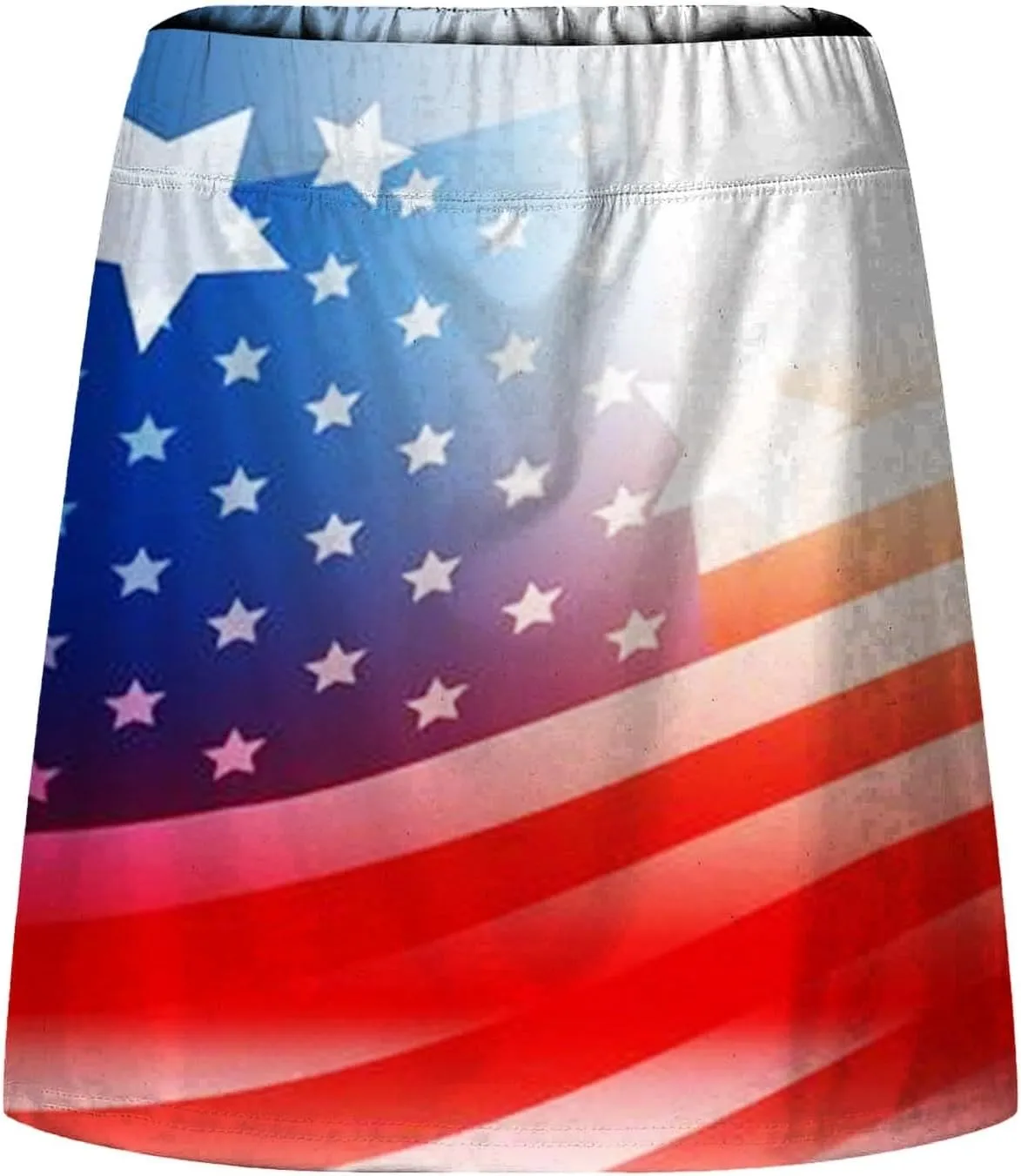 4th of July Skorts for Women Athletic Breathable 2 in 1 Tennis Skirt Shorts Workout High Waisted Stretch Flowy Shorts