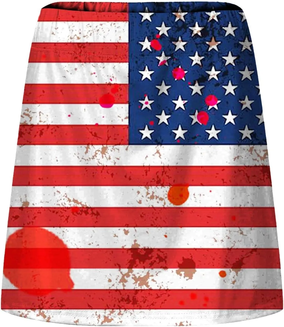 4th of July Skorts for Women Athletic Breathable 2 in 1 Tennis Skirt Shorts Workout High Waisted Stretch Flowy Shorts
