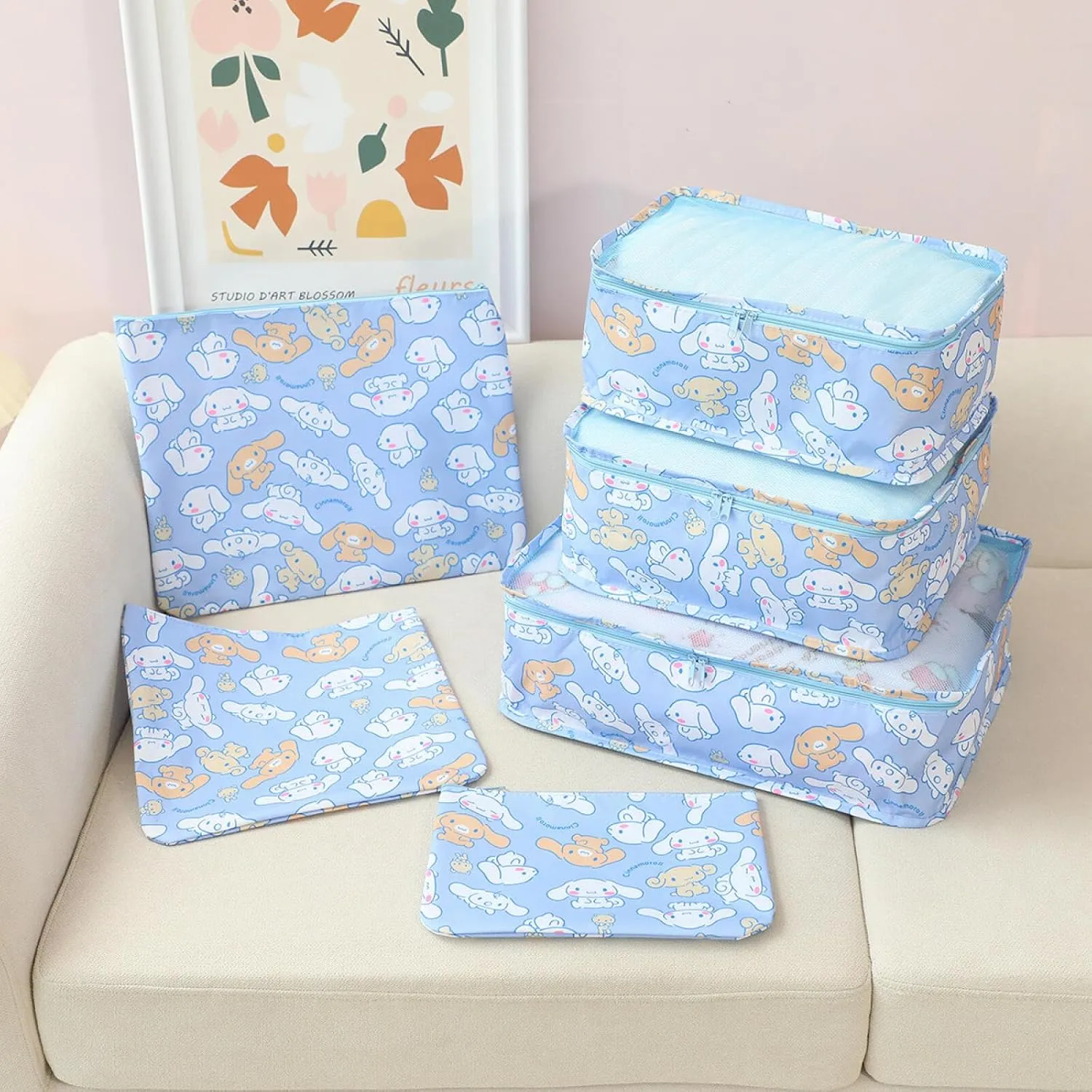 6Piece Travel Storage Bags Luggage Suitcases Packing Cubes Toiletry Shoe Pouches Accessories Sorting Organizers