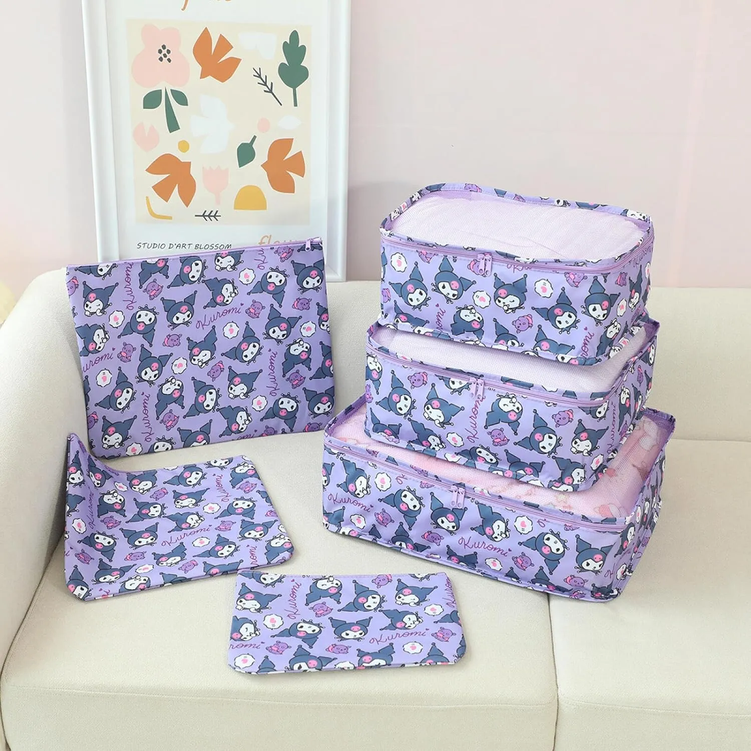 6Piece Travel Storage Bags Luggage Suitcases Packing Cubes Toiletry Shoe Pouches Accessories Sorting Organizers