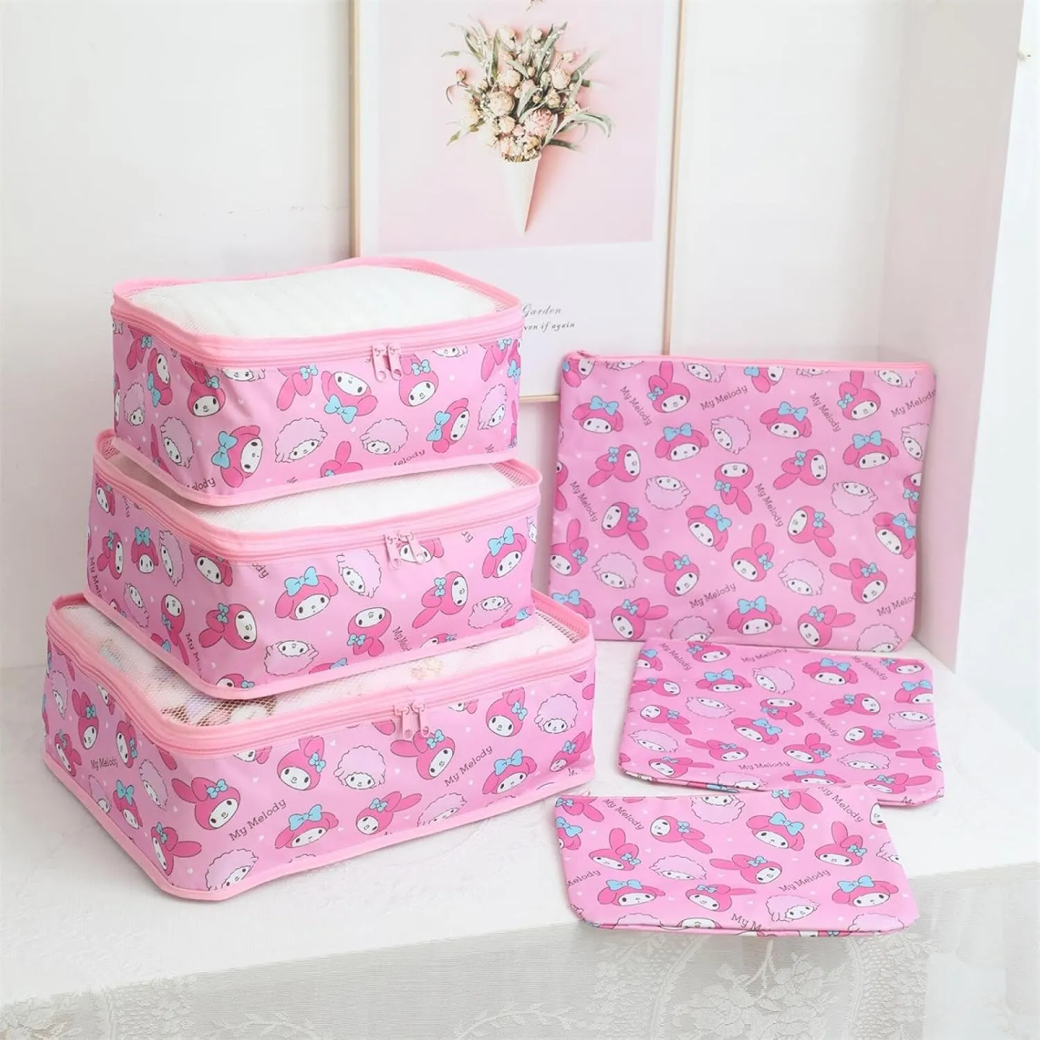 6Piece Travel Storage Bags Luggage Suitcases Packing Cubes Toiletry Shoe Pouches Accessories Sorting Organizers