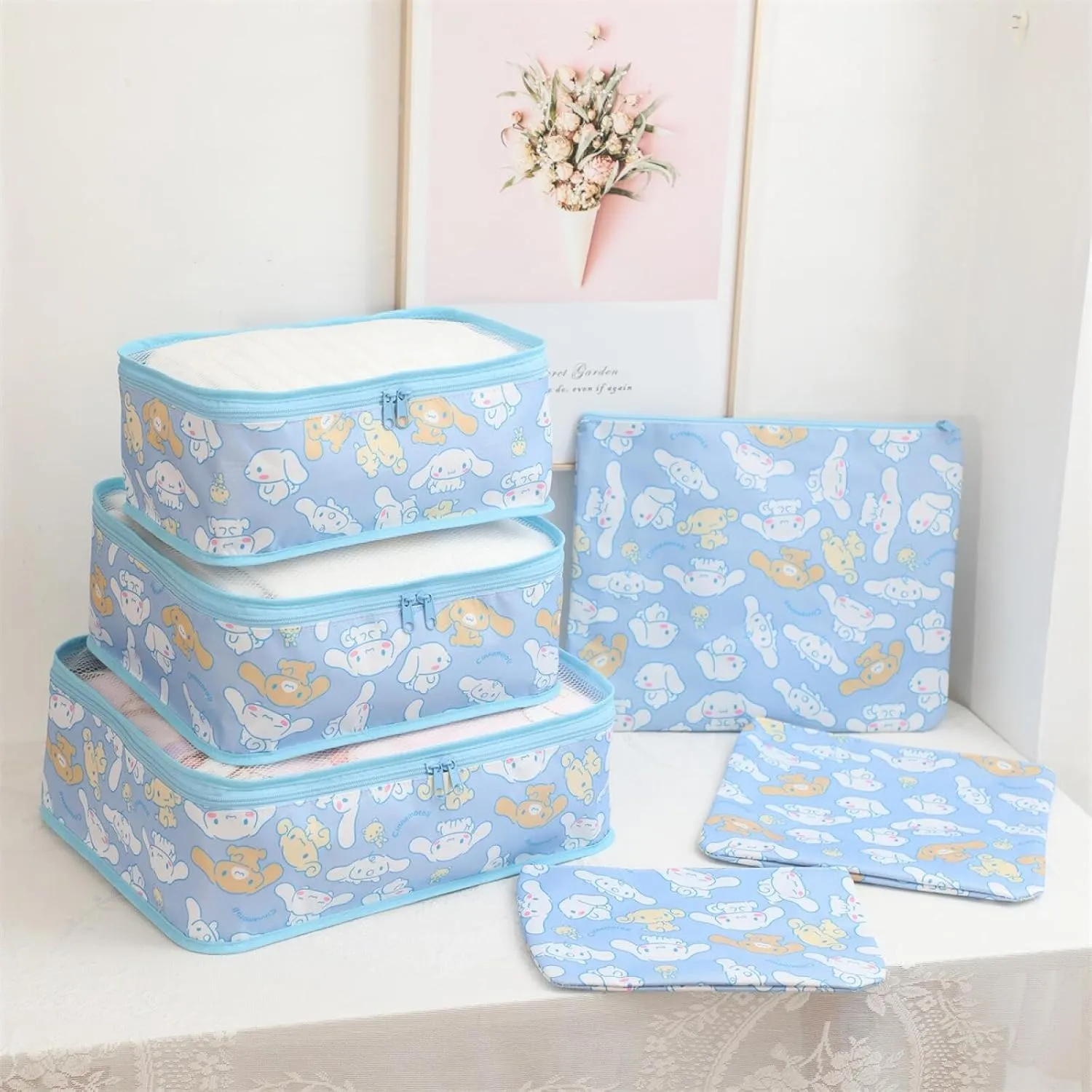 6Piece Travel Storage Bags Luggage Suitcases Packing Cubes Toiletry Shoe Pouches Accessories Sorting Organizers