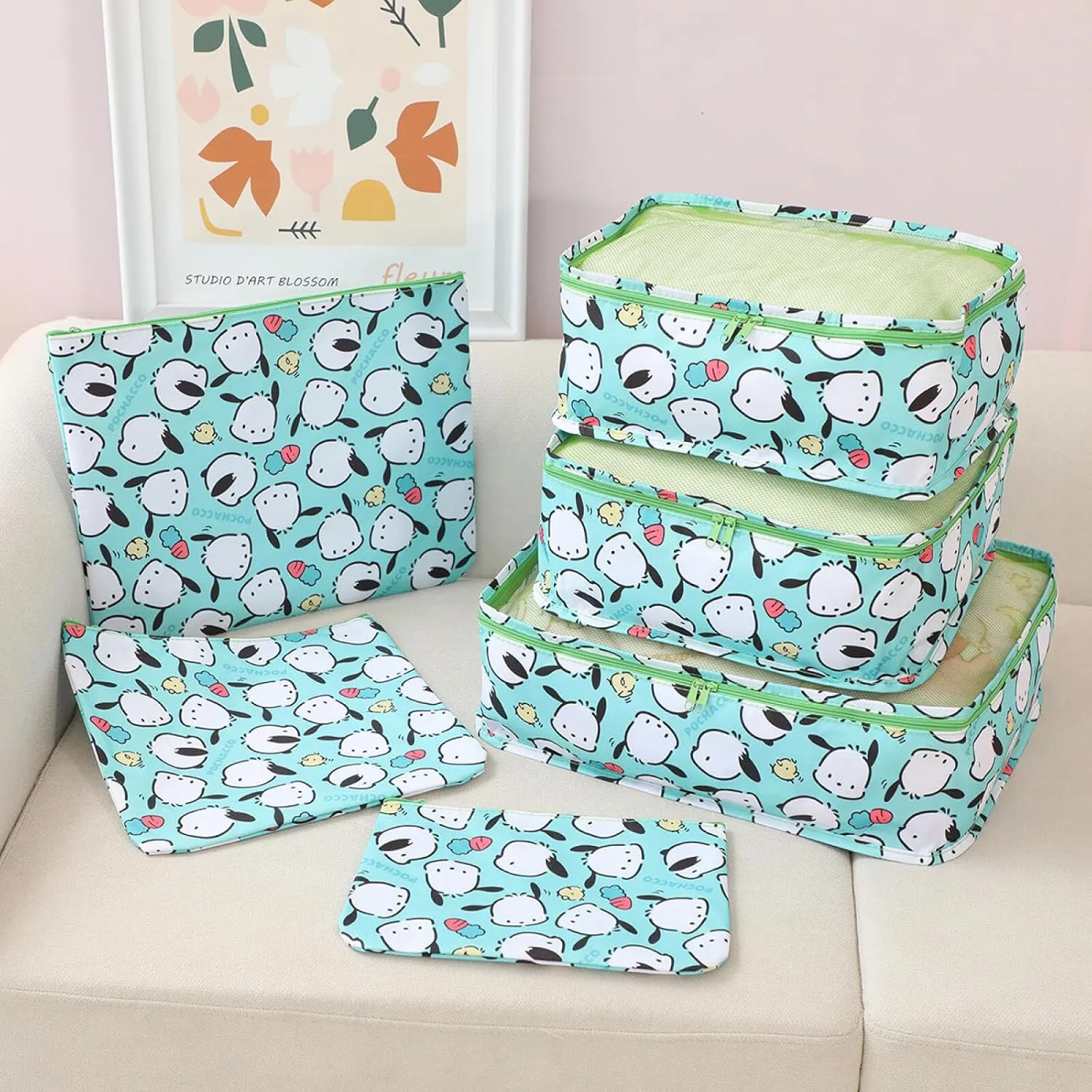 6Piece Travel Storage Bags Luggage Suitcases Packing Cubes Toiletry Shoe Pouches Accessories Sorting Organizers