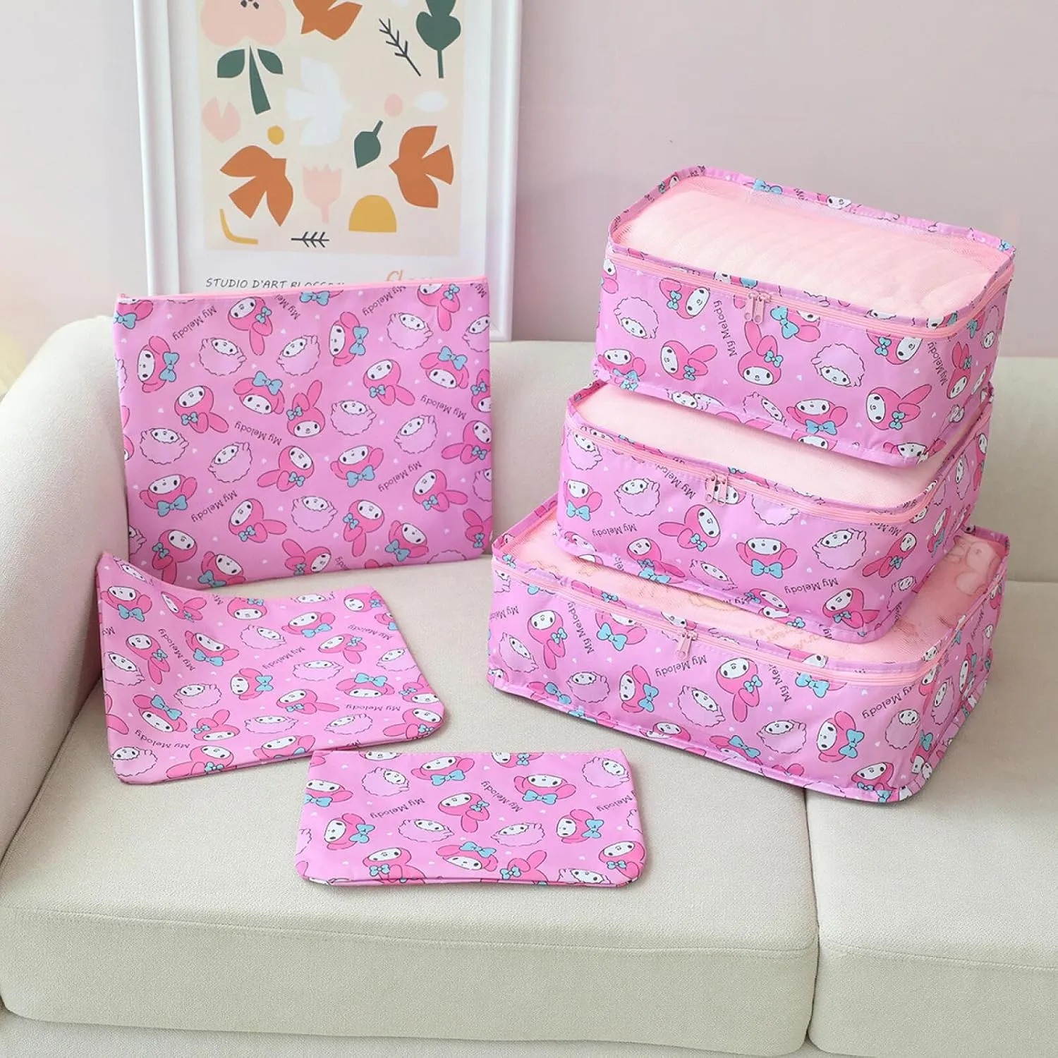 6Piece Travel Storage Bags Luggage Suitcases Packing Cubes Toiletry Shoe Pouches Accessories Sorting Organizers