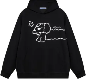 Aelfric Eden Cartoon Puppy Hoodie Women Oversized Hoodies Pullover Long Sleeve Cute Hooded Sweatshirt