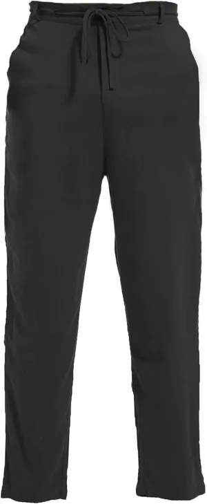 AITFINEISM Men's Casual Cotton Linen Pants Straight Fit Drawstring Pant with Back Elastic Waistband