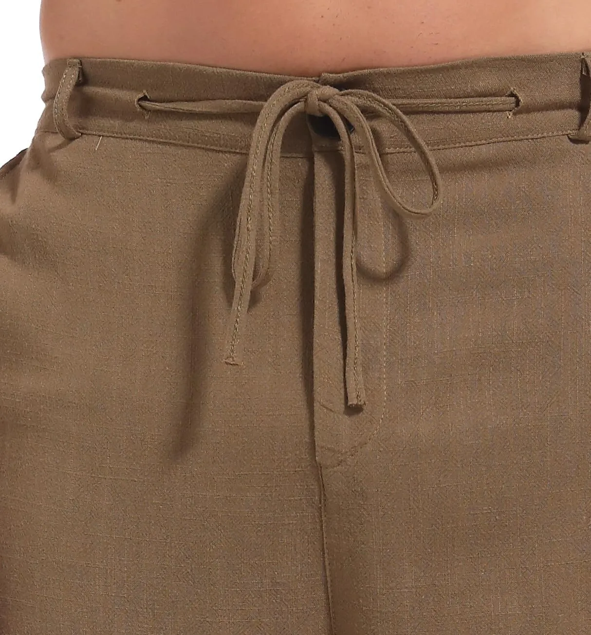 AITFINEISM Men's Casual Cotton Linen Pants Straight Fit Drawstring Pant with Back Elastic Waistband