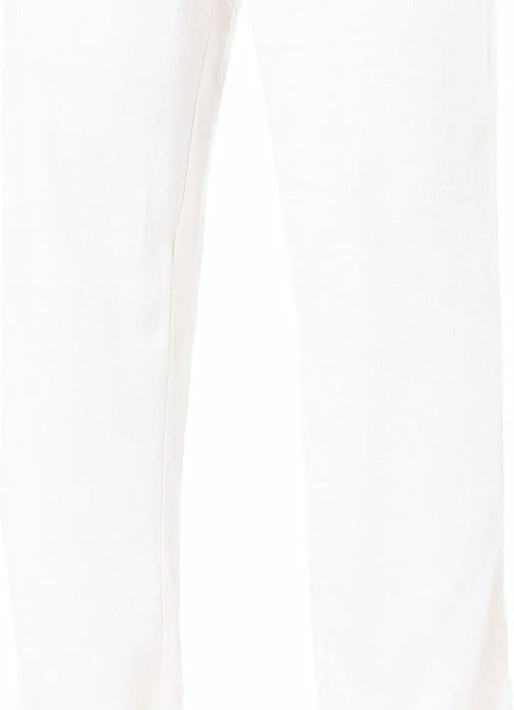 AITFINEISM Men's Casual Cotton Linen Pants Straight Fit Drawstring Pant with Back Elastic Waistband