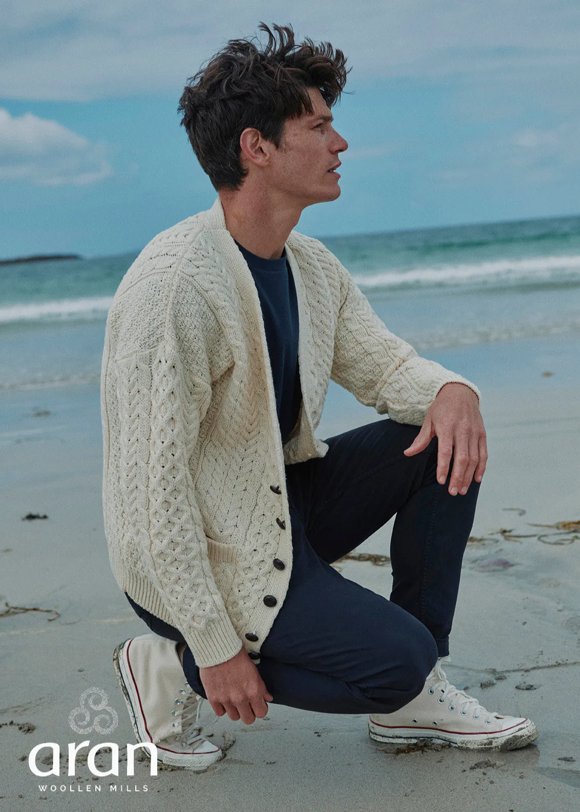 Aran V-Neck Cardigan | Natural
