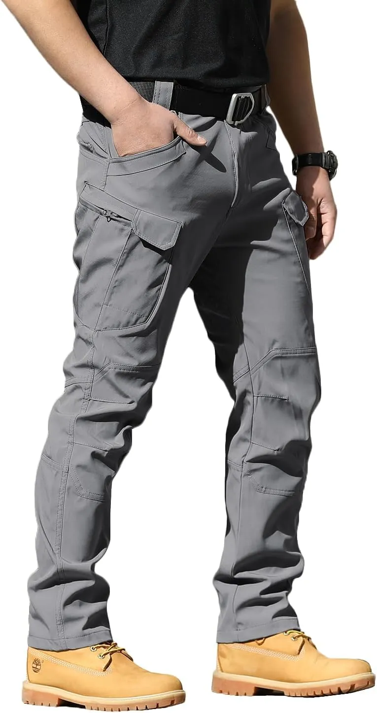 AUTIWITUA Men's Tactical Pants Water Resistant Flex Ripstop Cargo Pants Lightweight Hiking Pants with Multi Pockets(No Belt)