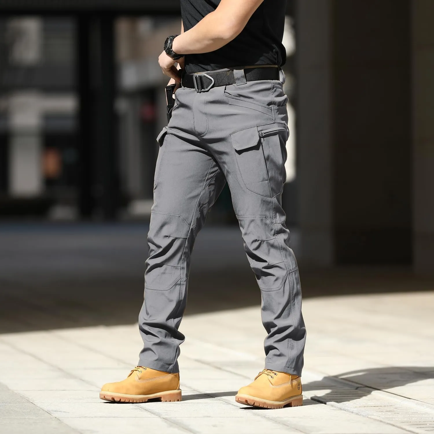 AUTIWITUA Men's Tactical Pants Water Resistant Flex Ripstop Cargo Pants Lightweight Hiking Pants with Multi Pockets(No Belt)