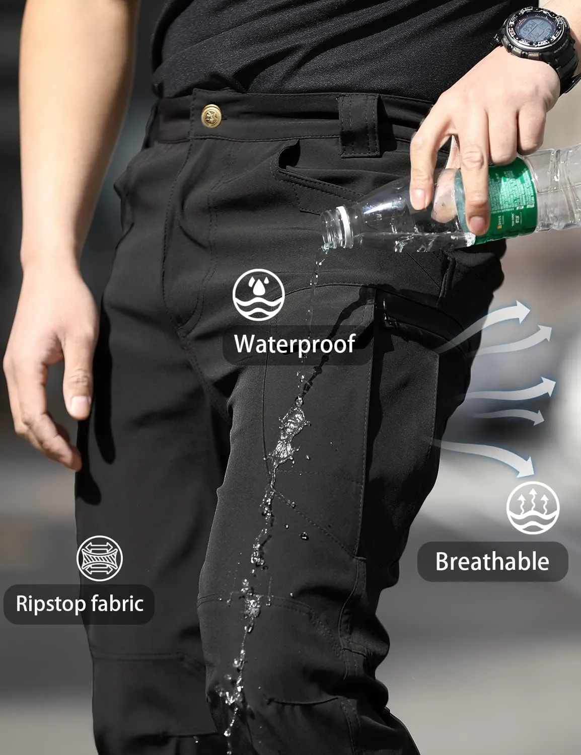 AUTIWITUA Men's Tactical Pants Water Resistant Flex Ripstop Cargo Pants Lightweight Hiking Pants with Multi Pockets(No Belt)