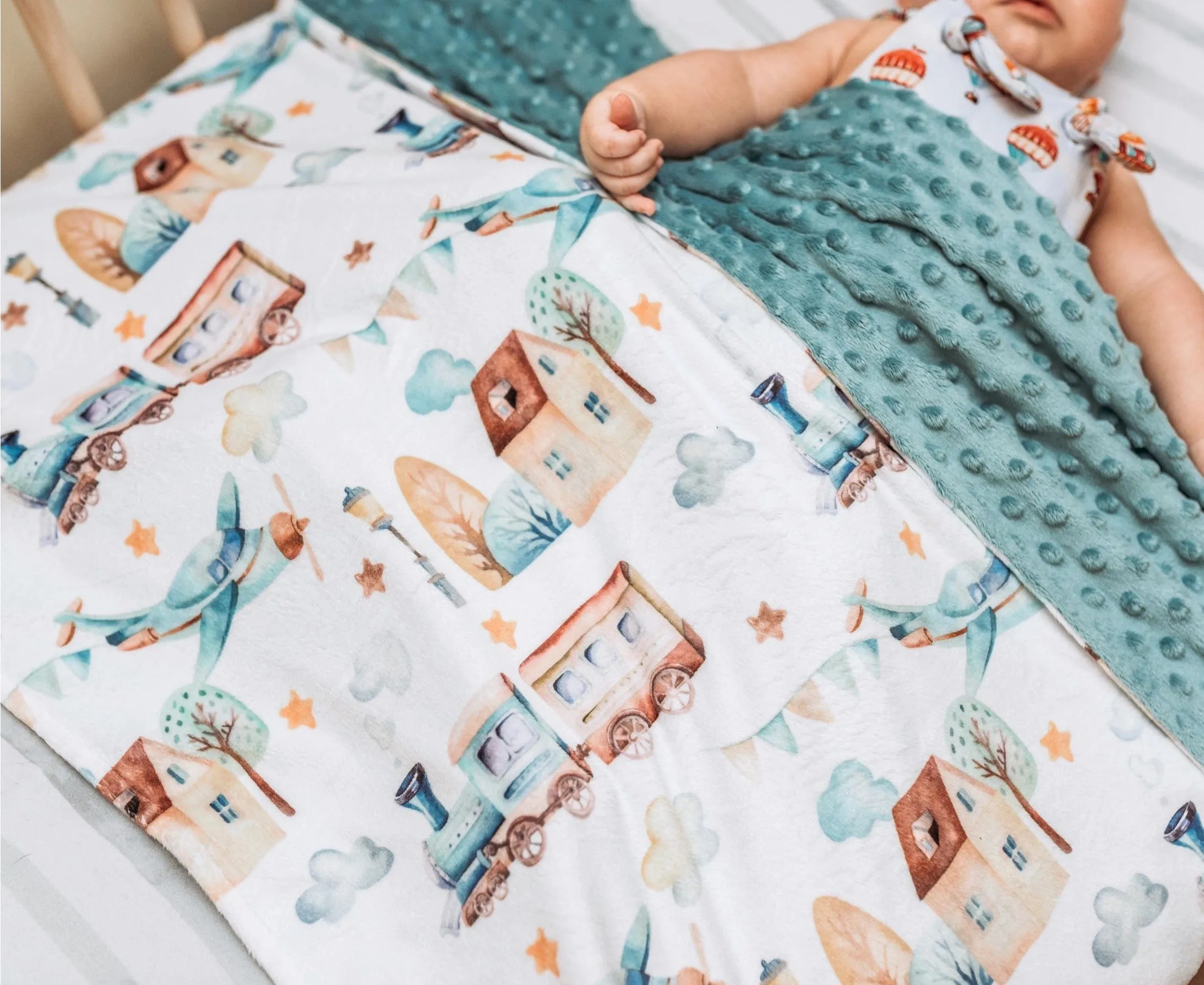 Baby & Toddler Minky Blanket - Planes, Trains, Automobile