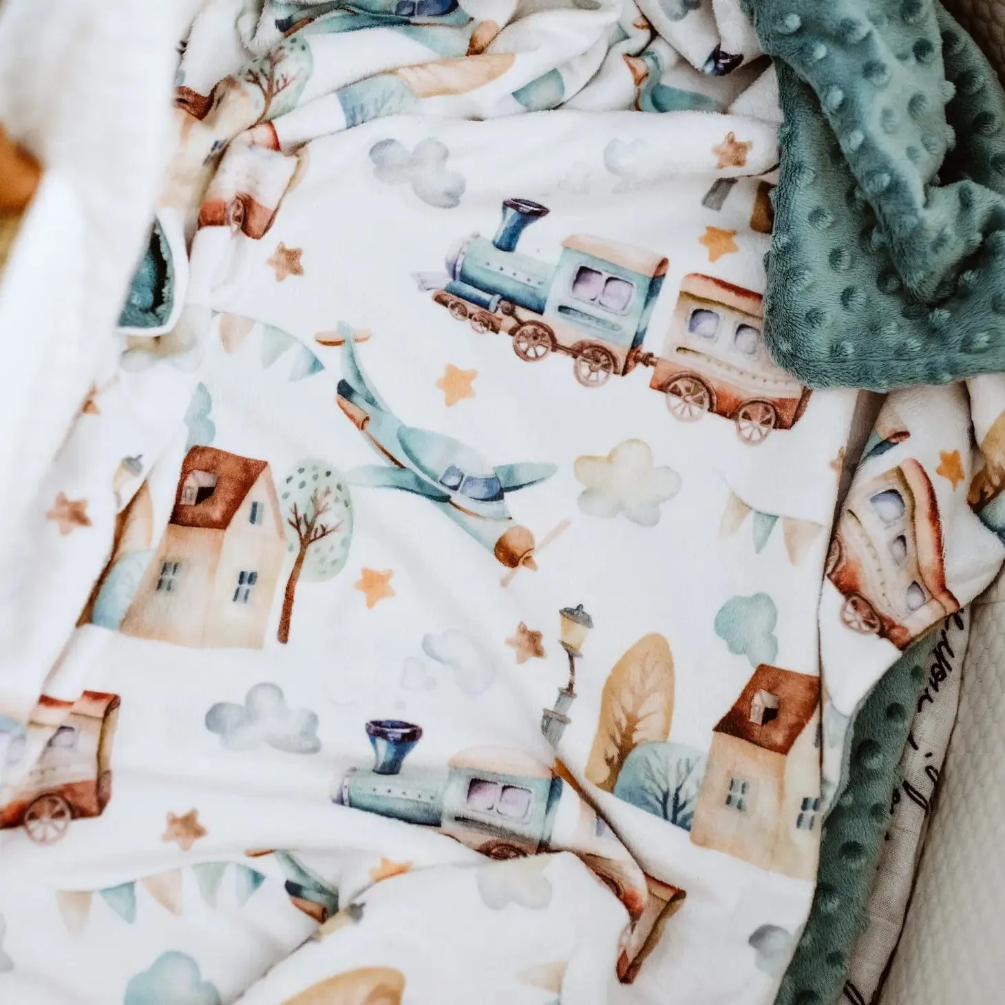 Baby & Toddler Minky Blanket - Planes, Trains, Automobile