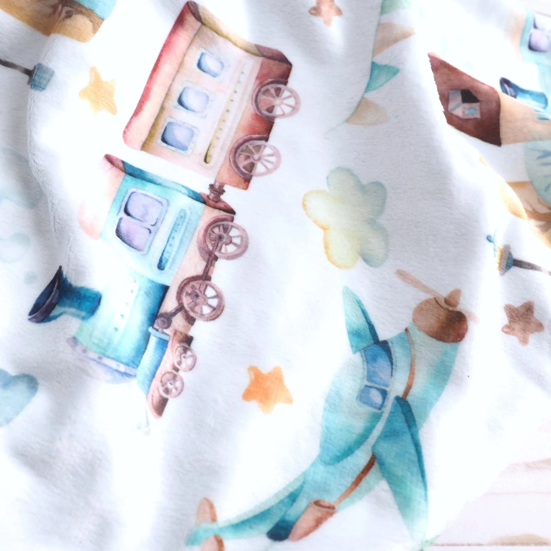 Baby & Toddler Minky Blanket - Planes, Trains, Automobile