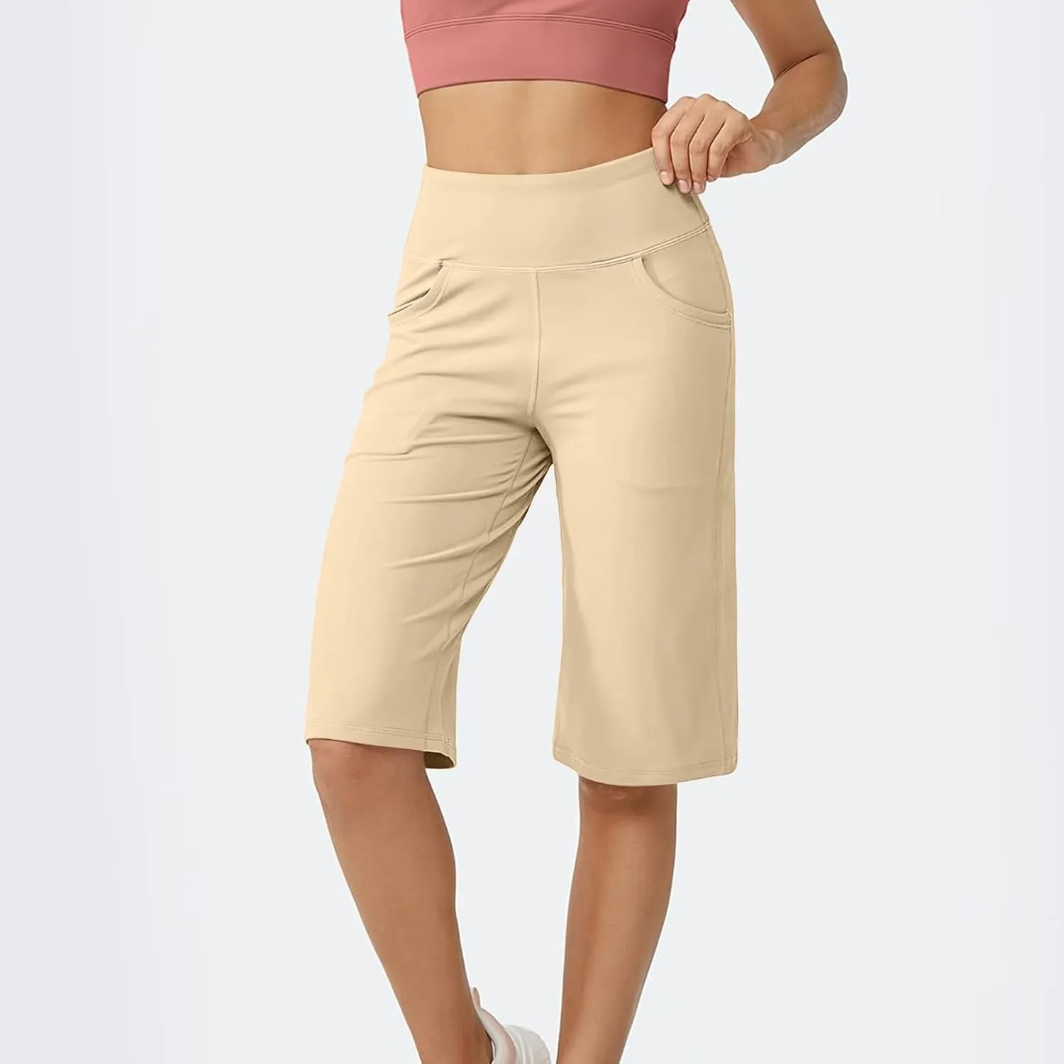 Baggy Pants Elastic Waist Cargo Petite Short Womens Capris Summer Linen Cotton Capri Pants for Women Stretch Loose
