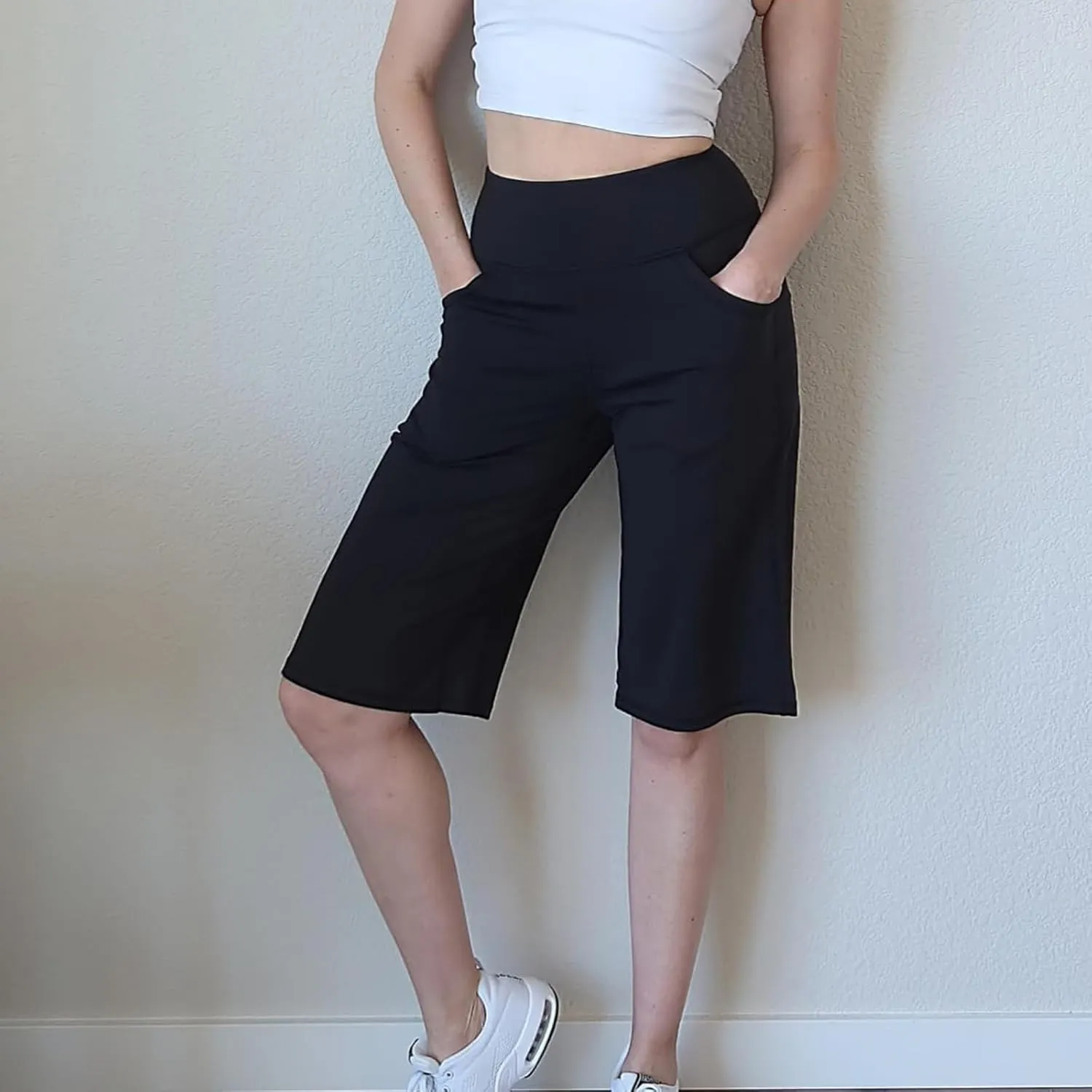 Baggy Pants Elastic Waist Cargo Petite Short Womens Capris Summer Linen Cotton Capri Pants for Women Stretch Loose