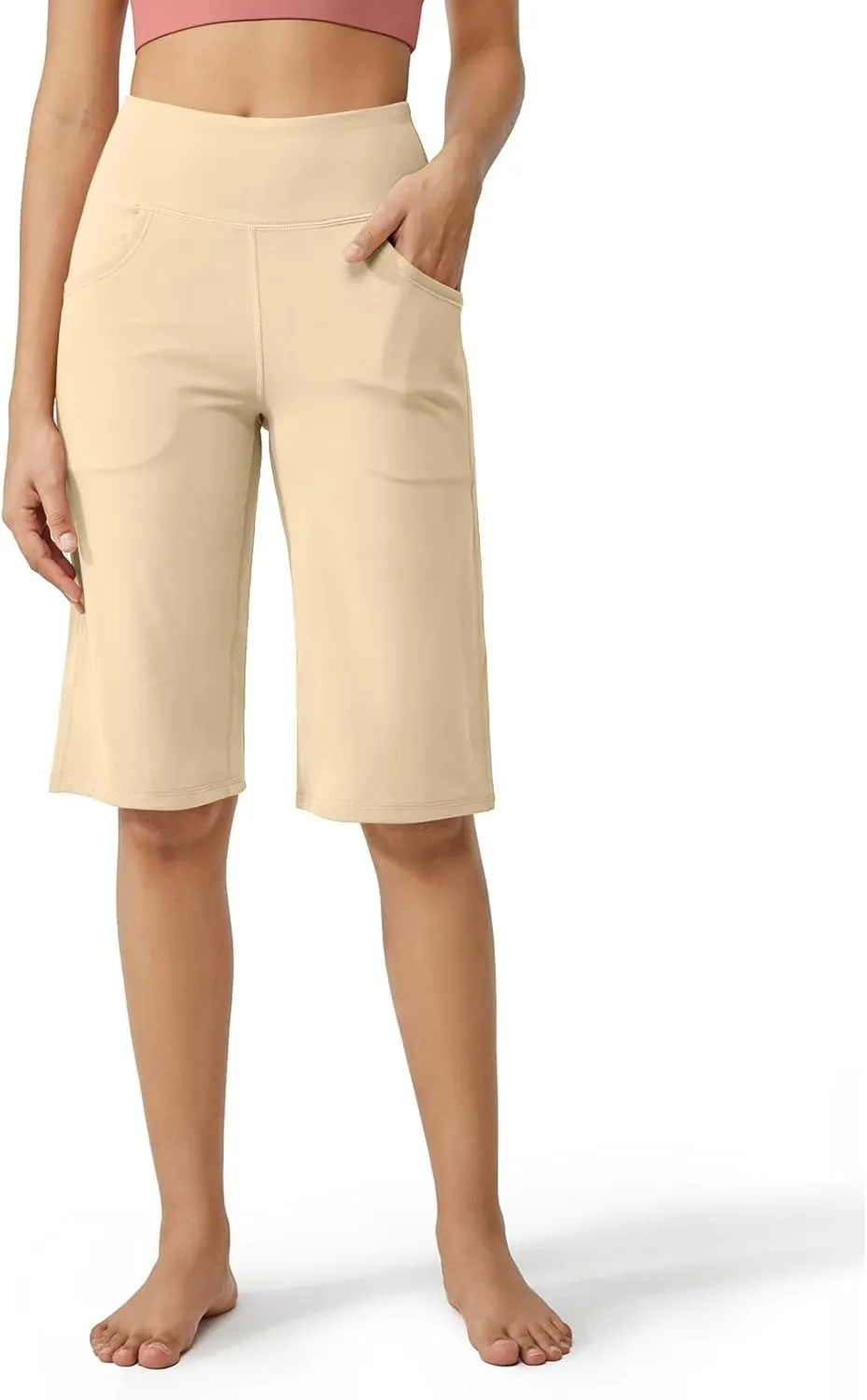 Baggy Pants Elastic Waist Cargo Petite Short Womens Capris Summer Linen Cotton Capri Pants for Women Stretch Loose