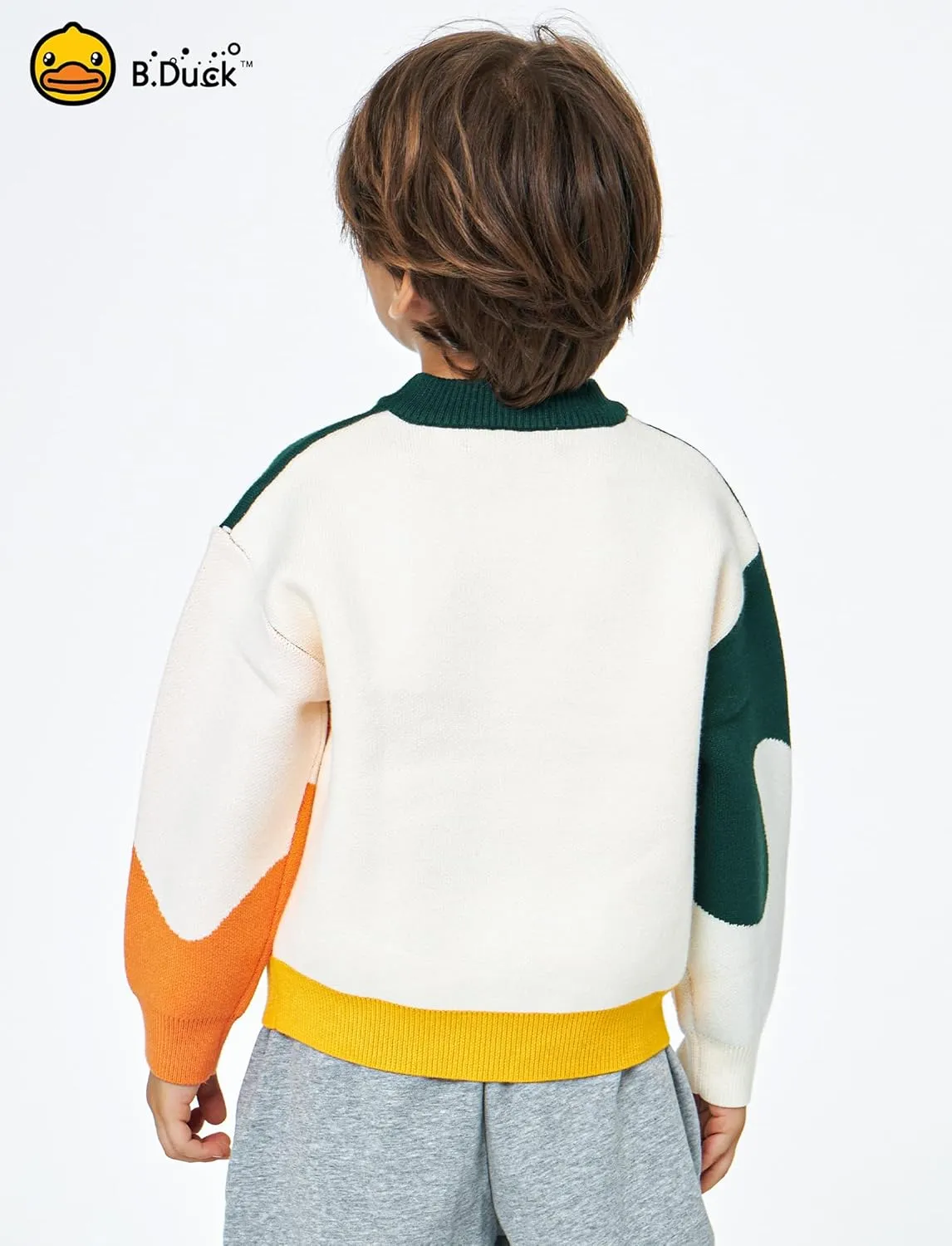 B.Duck Kids Sweater Cute Cartoon Duck Crewneck Long Sleeve Knitted Pullover Tops for Unisex Boys Girls Size 3-12 Years