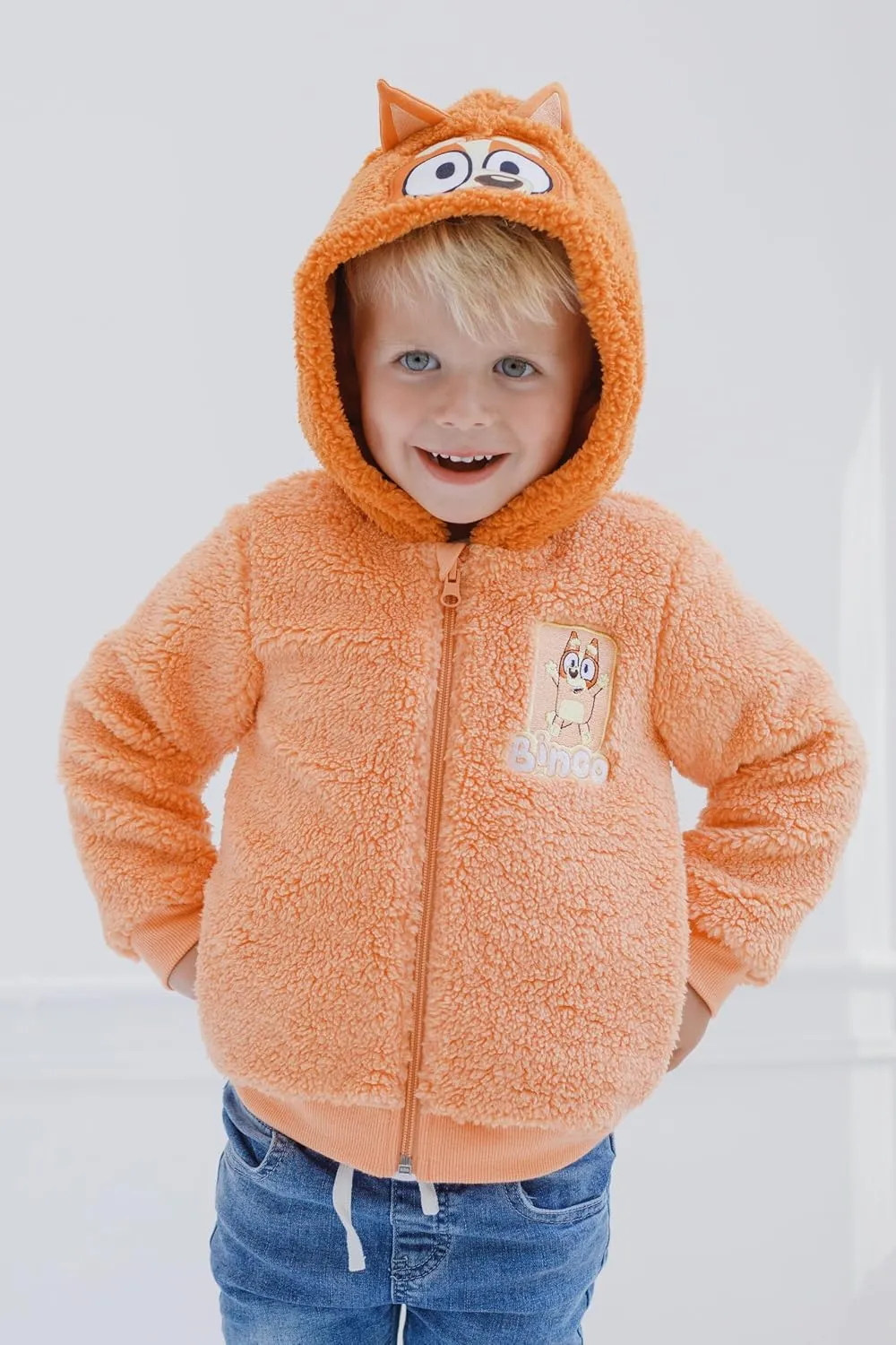 Bluey Cozy Sherpa Zip Up Cosplay Hoodie Toddler to Big Kid Sizes (2T - 10-12)