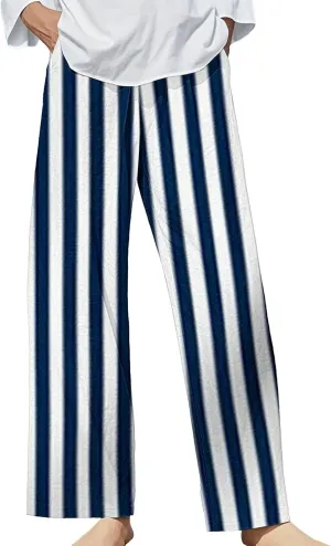 Boho Chic Linen Pants Women Split Hem Wide Leg Trousers with Hidden Elastic Waistband Summer 2025