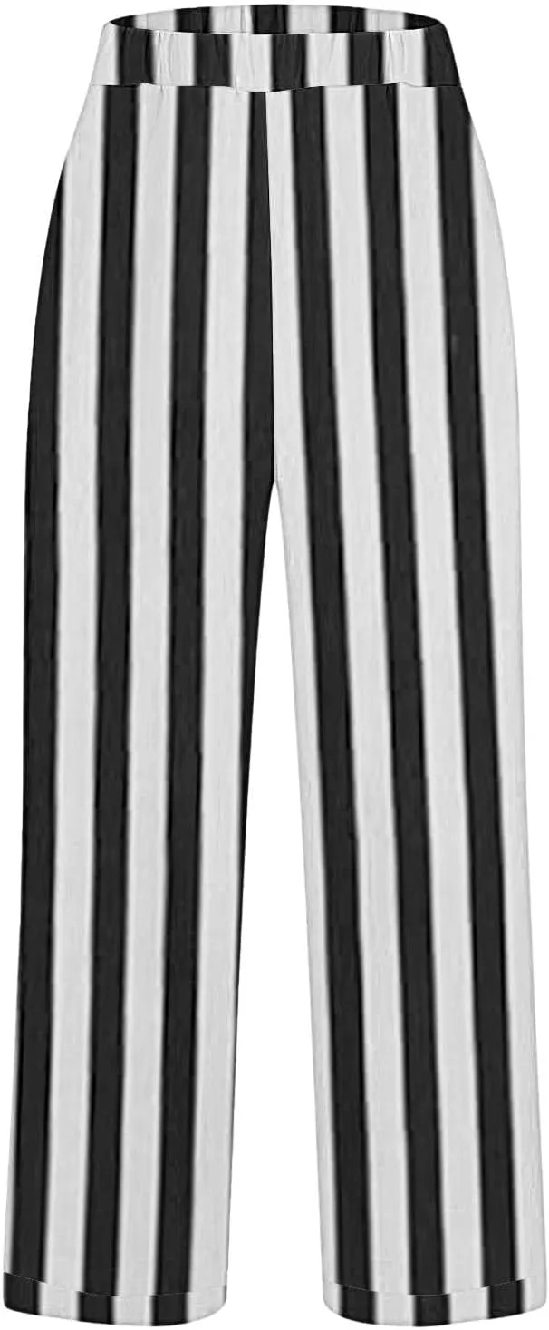Boho Chic Linen Pants Women Split Hem Wide Leg Trousers with Hidden Elastic Waistband Summer 2025