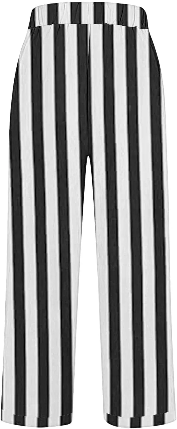 Boho Chic Linen Pants Women Split Hem Wide Leg Trousers with Hidden Elastic Waistband Summer 2025