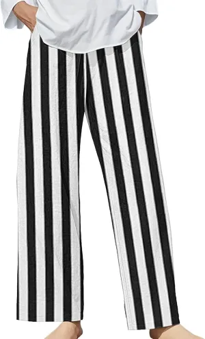 Boho Chic Linen Pants Women Split Hem Wide Leg Trousers with Hidden Elastic Waistband Summer 2025
