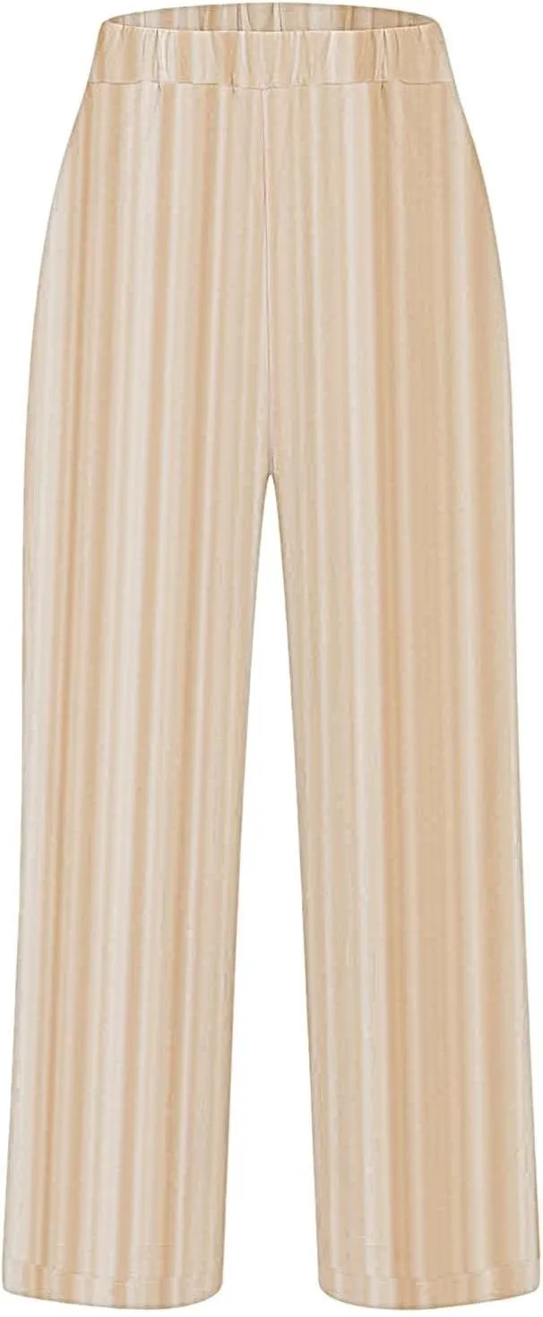 Boho Chic Linen Pants Women Split Hem Wide Leg Trousers with Hidden Elastic Waistband Summer 2025