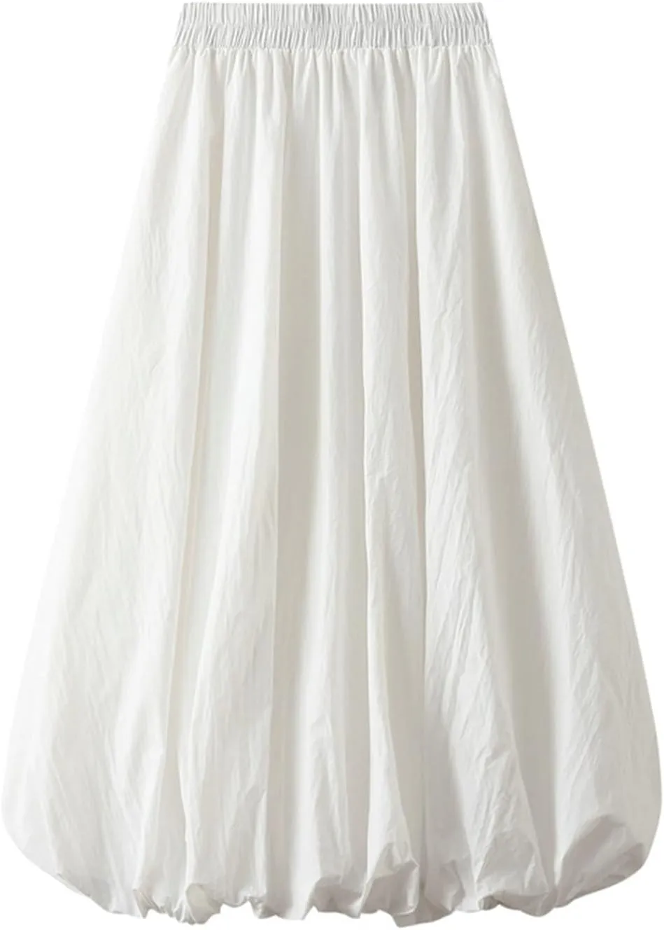 Bubble Skirt Boho Long for Women Ruffled Elastic Pleated Midi Summer Skirt Coquette Aesthetic Flowy Vintage Dress