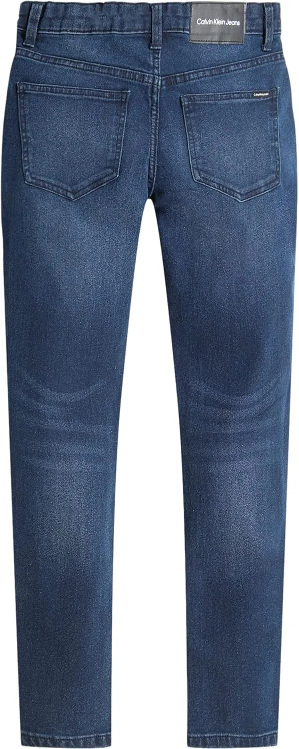 Calvin Klein Boys' Skinny Fit Stretch Denim Jeans, 5-Pocket Style, Zipper Fly & Button Closure