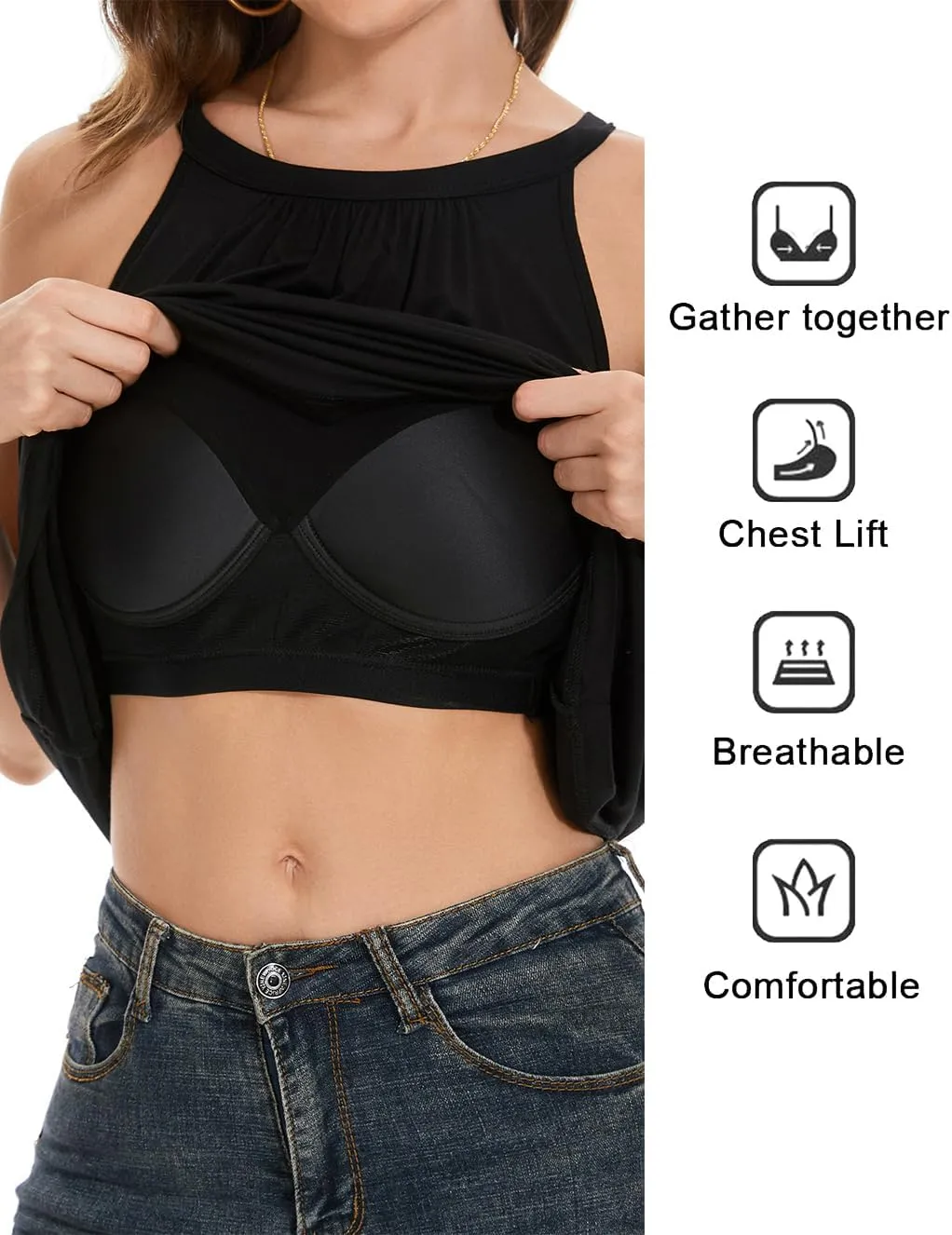 Camisoles for Women with Built in Bra Adjustable Strap Tank Tops Cami Sleeveless Summer Tops for Workout Sleeping Traveling