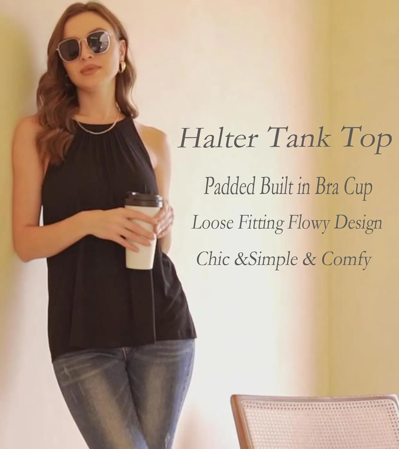 Camisoles for Women with Built in Bra Adjustable Strap Tank Tops Cami Sleeveless Summer Tops for Workout Sleeping Traveling