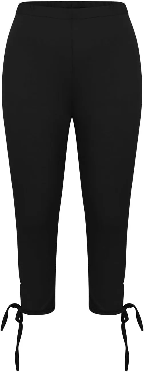 Capri Leggings For Women Knee Length Workout Cropped Pants Hollow/Lace Patchwork High Waist Trendy Petite Trousers