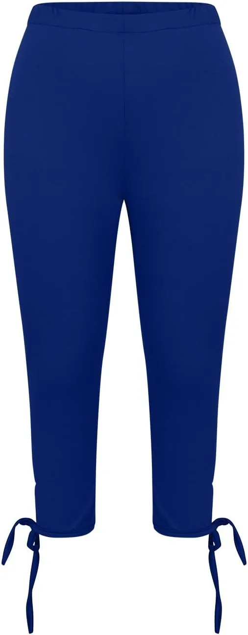 Capri Leggings For Women Knee Length Workout Cropped Pants Hollow/Lace Patchwork High Waist Trendy Petite Trousers