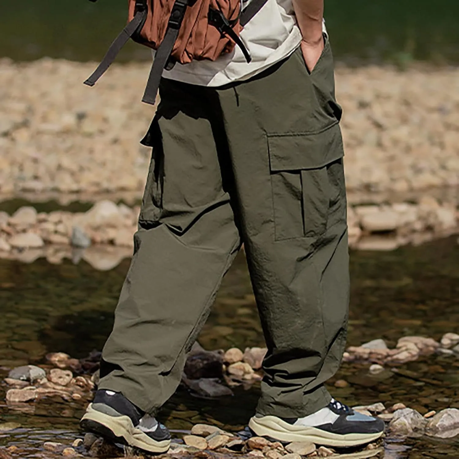 Cargo Pant for Men Big and Tall Casual Joggers Athletic Pant Flex Stretch Loose Straight Sweatpants Work Hiking Pant